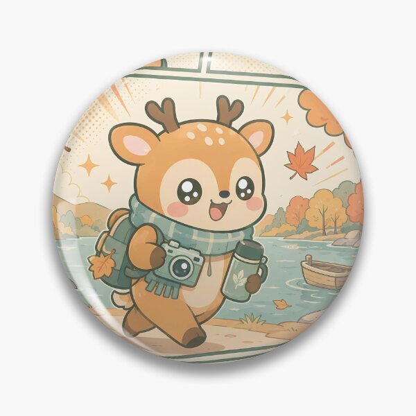 Item preview, Kawaii Autumn Lake Deer Comic Panel designed and sold by Gift Phrase Studio.