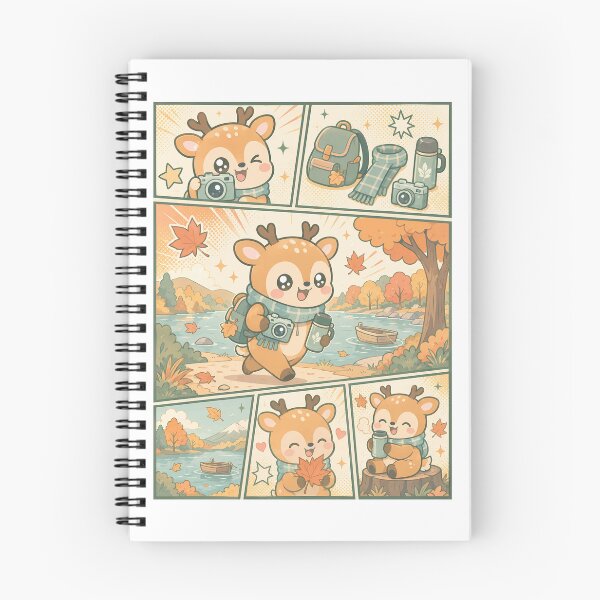 Item preview, Kawaii Autumn Lake Deer Comic Panel designed and sold by Gift Phrase Studio.