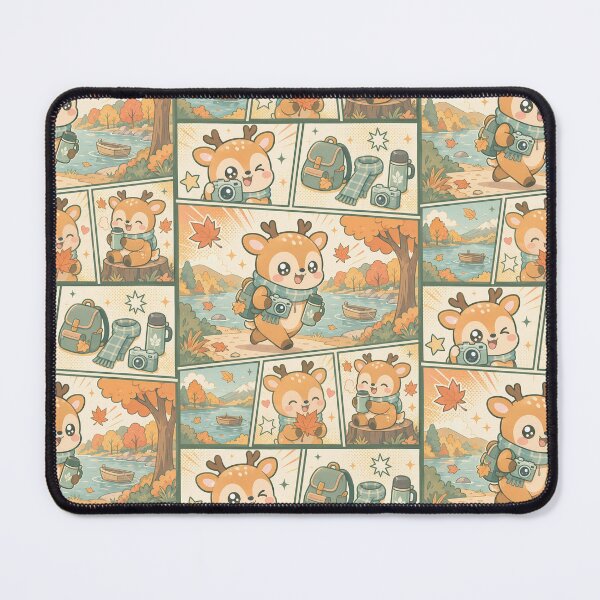 Item preview, Kawaii Autumn Lake Deer Comic Panel designed and sold by Magmashup.