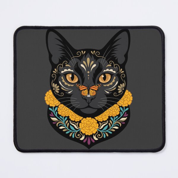 Item preview, Día de los Muertos Monarch Butterfly Black Cat designed and sold by MythicCotton.