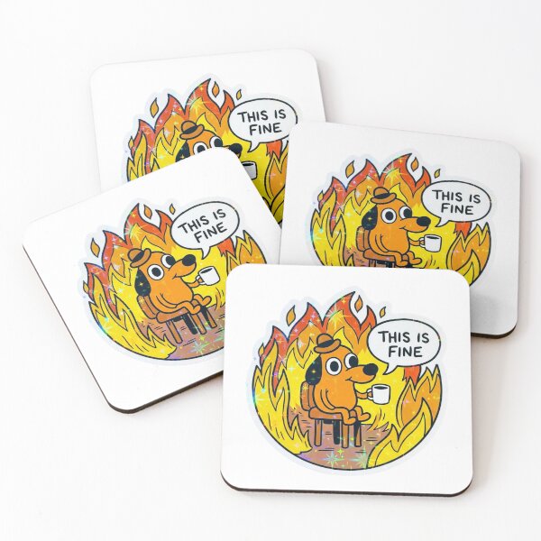 Item preview, This Is Fine Funny Dog Meme Retro Holographic Burning House designed and sold by raedattia.