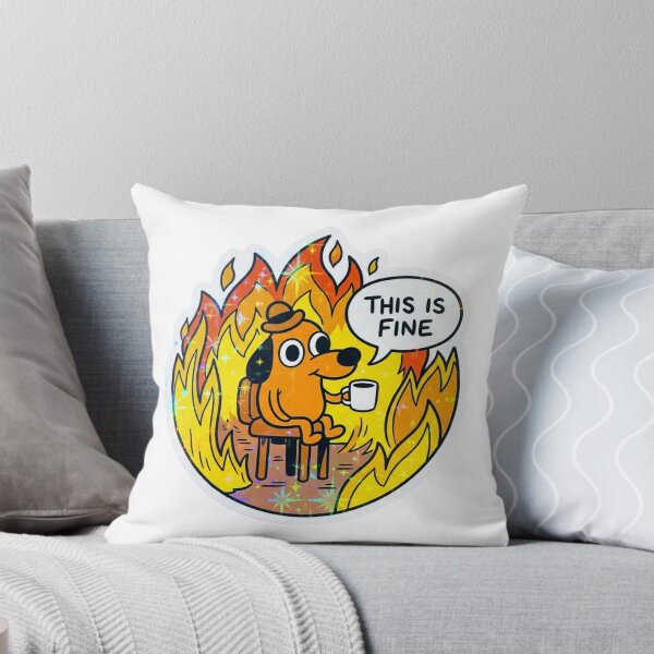 Item preview, This Is Fine Funny Dog Meme Retro Holographic Burning House designed and sold by raedattia.