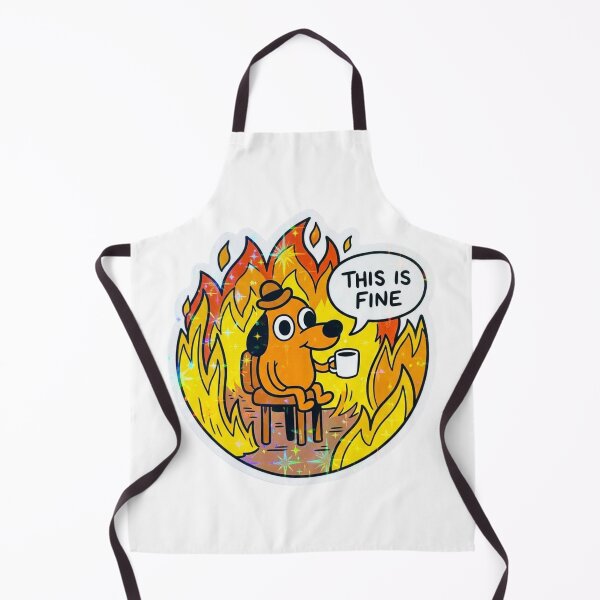 Item preview, This Is Fine Funny Dog Meme Retro Holographic Burning House designed and sold by raedattia.