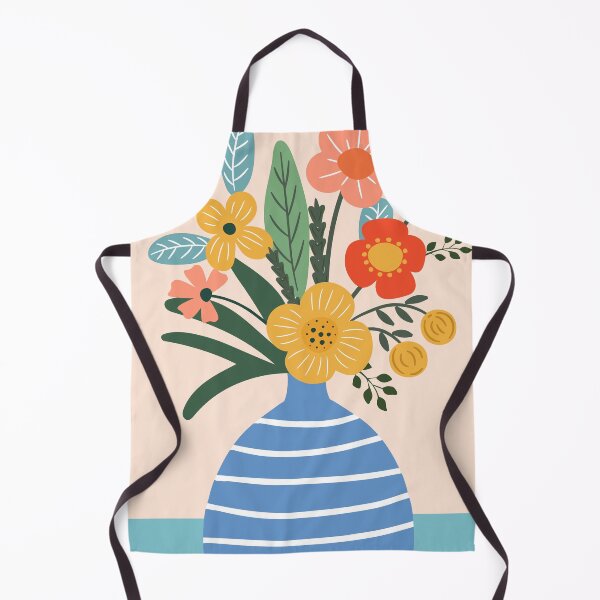 Item preview, Abstract Colorful Flowers in Blue Striped Vase Boho designed and sold by FaizArtShop.