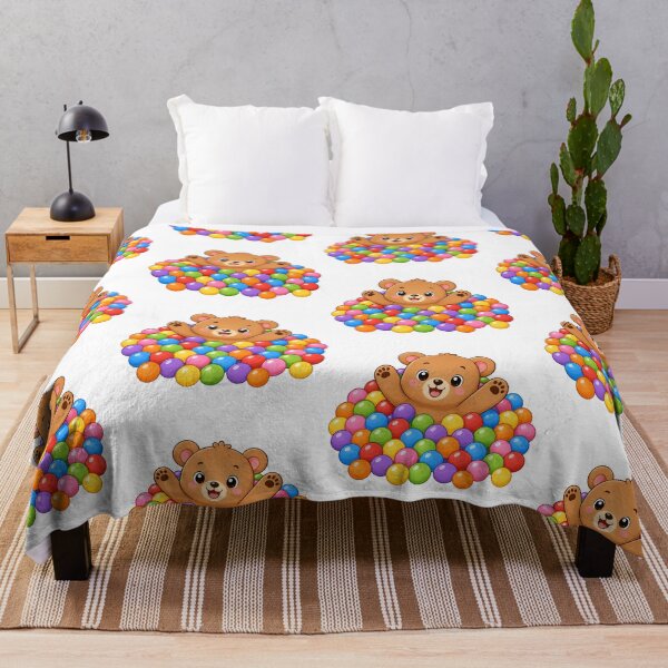 Item preview, Cute Bear Playing in Ball Pit Kawaii Cartoon Playtime Design designed and sold by Seculinator.