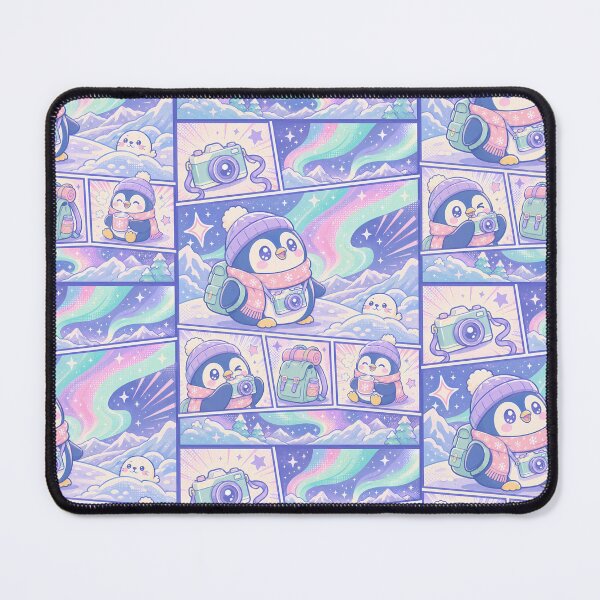 Item preview, Kawaii Aurora Penguin Explorer Comic Panel designed and sold by Magmashup.