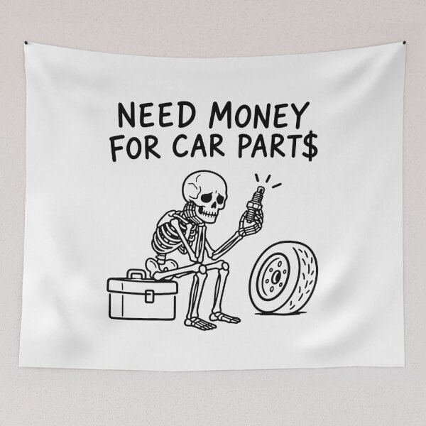 Item preview, Need money for car parts - Funny Mechanic Skeleton Car Repair Expert Garage Humor designed and sold by gunaone-design.
