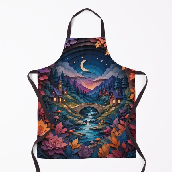 Item preview, Enchanted Forest Village Paper Cut Art — Moonlit Fantasy Landscape designed and sold by Aureva Arts Shop.