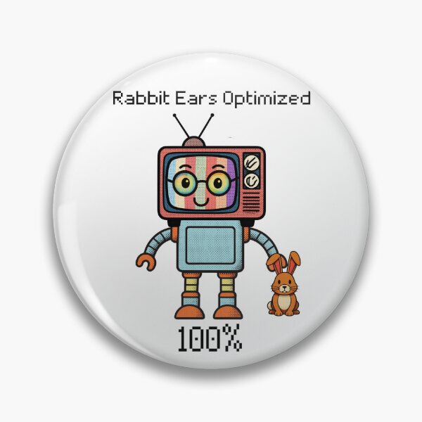 Item preview, Rabbit Ears Optimized TV Robot - 80s Retro Fun designed and sold by SunandShade.