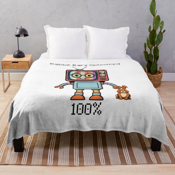 Aperçu de l'œuvre Robot TV optimisé avec oreilles de lapin - Un look rétro années 80 créée et vendue par SunandShade.