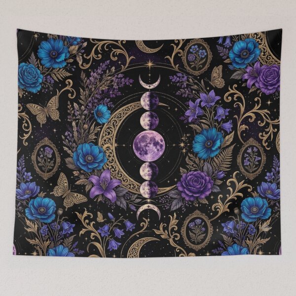 Item preview, Gothic Purple Lunar Botanical Moon Composition designed and sold by NocturnBotany.