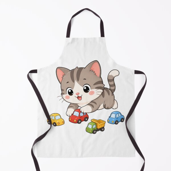 Item preview, Cute Kitten Playing with Toy Cars Kawaii Cartoon Playtime Design designed and sold by Seculinator.