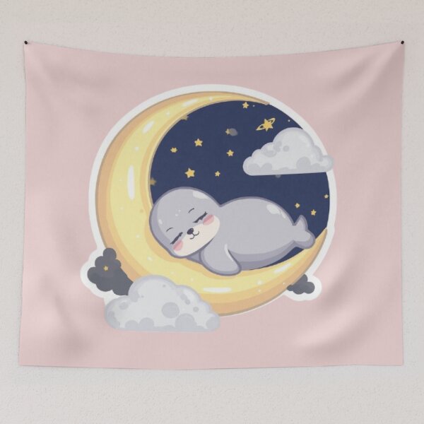 Item preview, Dreamy Sleepy Seal Sticker | Adorable Celestial Seal Art designed and sold by Stylestickers55.