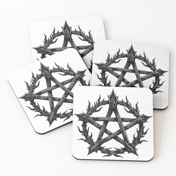 Item preview, Black Ink Pentagram with Fiery Thorns designed and sold by Lilith.3x313 Vault.