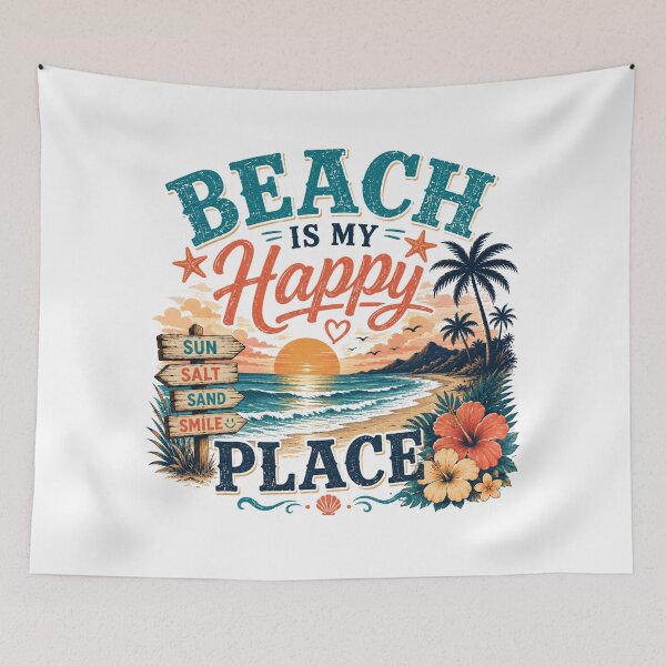 Item preview, La playa es mi lugar feliz. Diseño retro de playa veraniega. designed and sold by AMICO77.