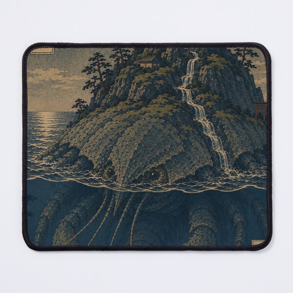 Item preview, The Sleeping Island | Giant Lobster Kaiju Japanese Woodblock Art designed and sold by Vandy Fullam.