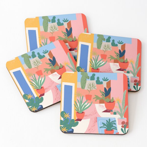 Item preview, Abstract Colorful Potted Plants Boho Patio Art designed and sold by FaizArtShop.