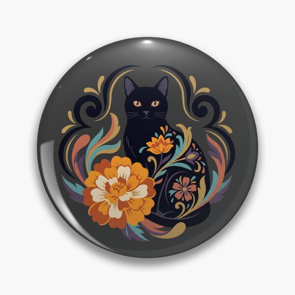 Item preview, Día de los Muertos Elegant Black Cat Marigold designed and sold by MythicCotton.
