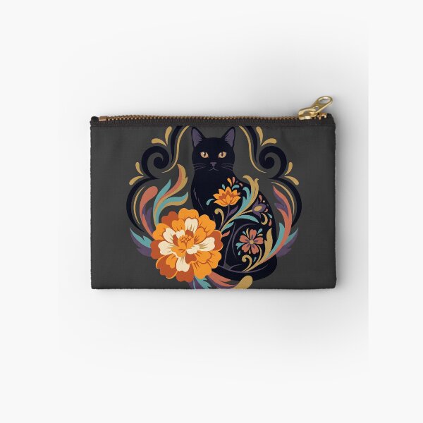 Item preview, Día de los Muertos Elegant Black Cat Marigold designed and sold by MythicCotton.