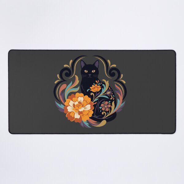 Item preview, Día de los Muertos Elegant Black Cat Marigold designed and sold by MythicCotton.
