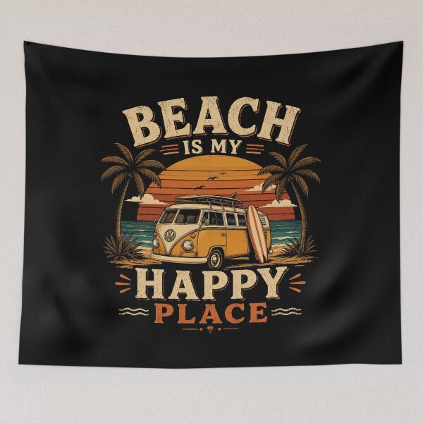 Item preview, La playa es mi lugar feliz. Diseño retro de playa veraniega. designed and sold by AMICO77.