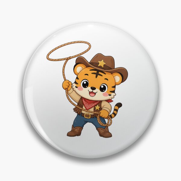 Item preview, Cute Cowboy Tiger with Lasso Kawaii Cartoon Western Design designed and sold by Seculinator.
