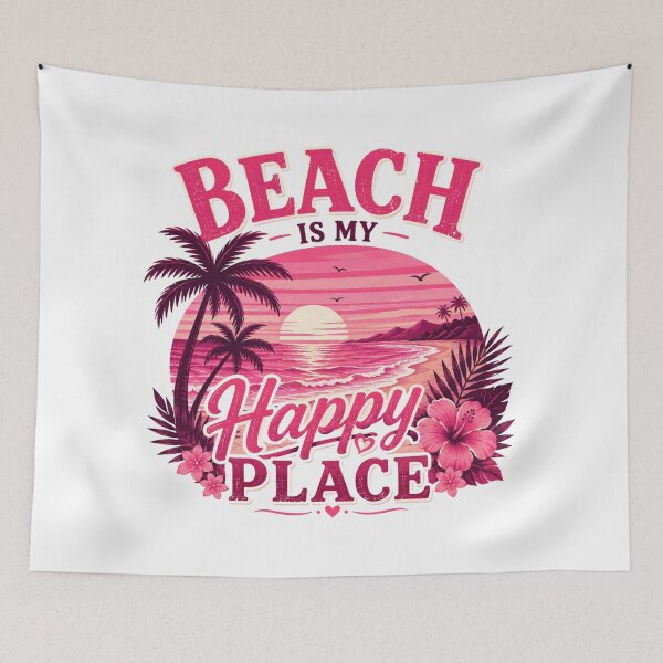 Item preview, La playa es mi lugar feliz. Diseño retro de playa veraniega. designed and sold by AMICO77.
