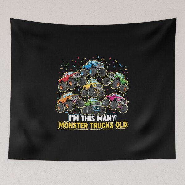 Item preview, I'm This Many Monster Trucks Old Birthday Kids Boy designed and sold by PopStars1993.