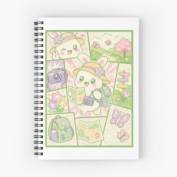 Item preview, Kawaii Spring Bunny Traveler Comic Panel designed and sold by Gift Phrase Studio.