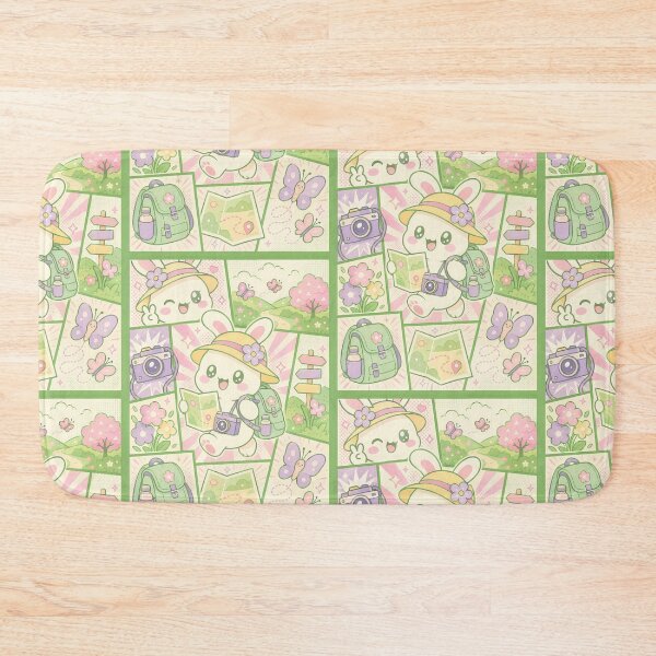 Item preview, Kawaii Spring Bunny Traveler Comic Panel designed and sold by Gift Phrase Studio.