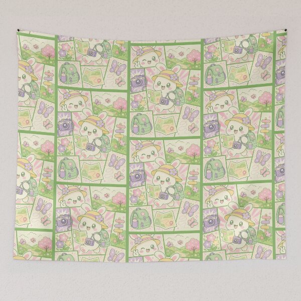 Item preview, Kawaii Spring Bunny Traveler Comic Panel designed and sold by Gift Phrase Studio.