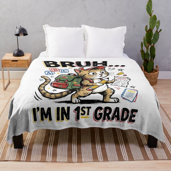 Item preview, Bruh I'm In 1st Grade Funny First Grade Back To School Retro Cat Design designed and sold by get55shirt.
