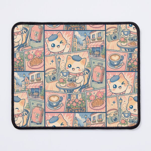 Item preview, Kawaii European Cafe Cat Comic Panel designed and sold by Gift Phrase Studio.