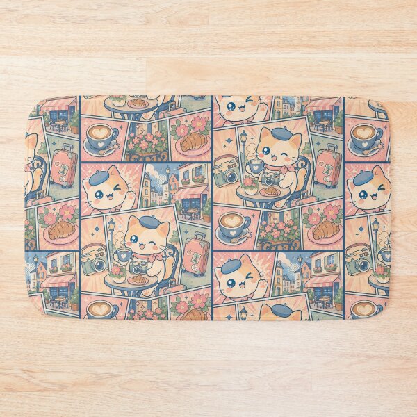 Item preview, Kawaii European Cafe Cat Comic Panel designed and sold by Gift Phrase Studio.