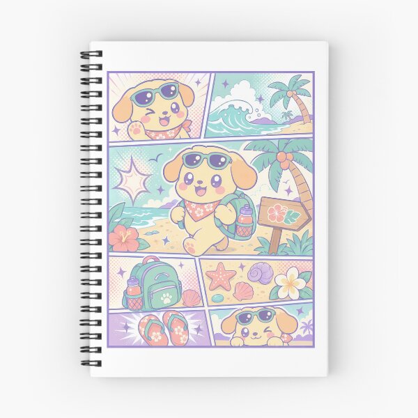 Item preview, Kawaii Tropical Beach Puppy Comic Panel designed and sold by Gift Phrase Studio.