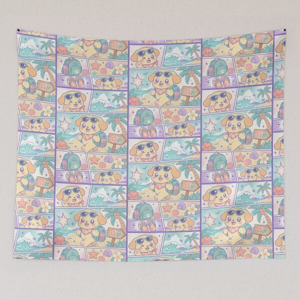 Item preview, Kawaii Tropical Beach Puppy Comic Panel designed and sold by Gift Phrase Studio.