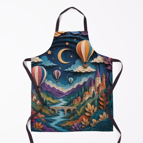 Item preview, Paper Cut Fantasy Enchanted Village Night Sky Art designed and sold by Aureva Arts Shop.