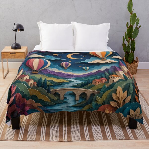Item preview, Paper Cut Fantasy Enchanted Village Night Sky Art designed and sold by Aureva Arts Shop.
