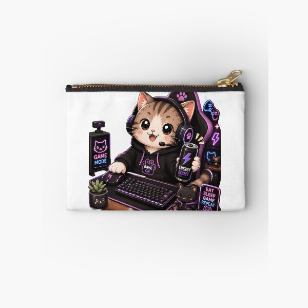 Item preview, Neon Gamer Kitty Vibes Sticker  designed and sold by Designertanya.