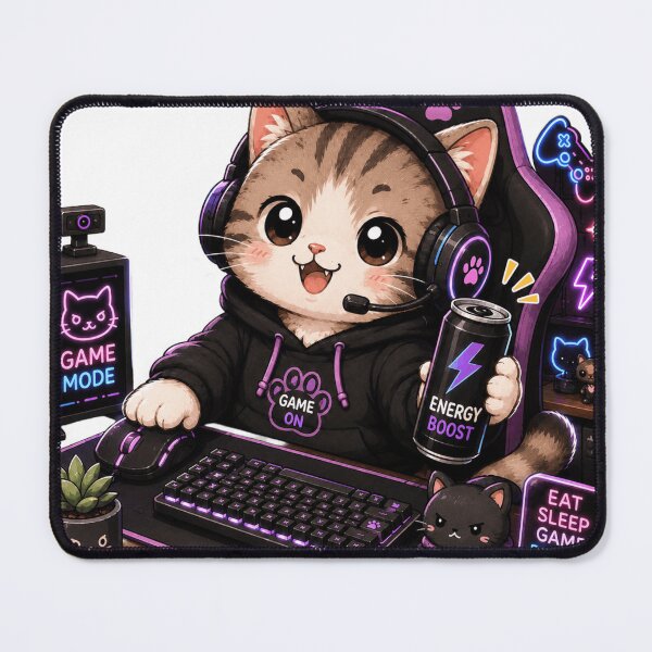 Item preview, Neon Gamer Kitty Vibes Sticker designed and sold by Designertanya.