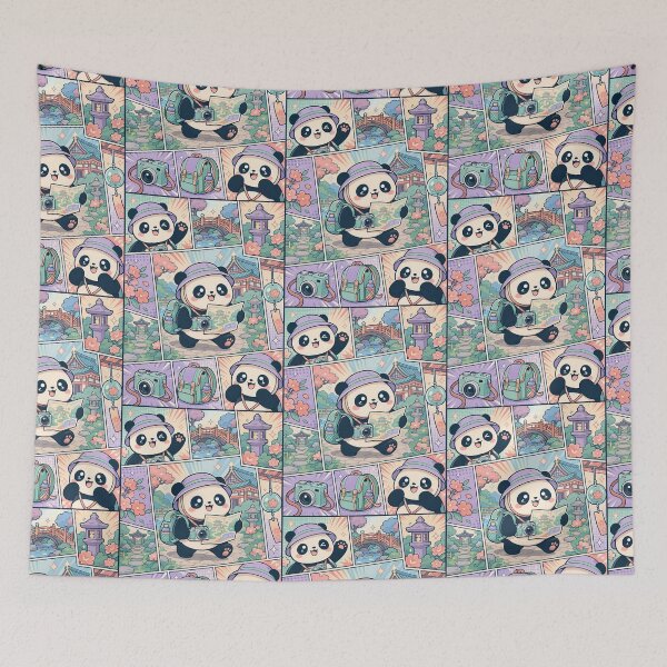 Item preview, Kawaii Temple Garden Panda Comic Panel designed and sold by Gift Phrase Studio.