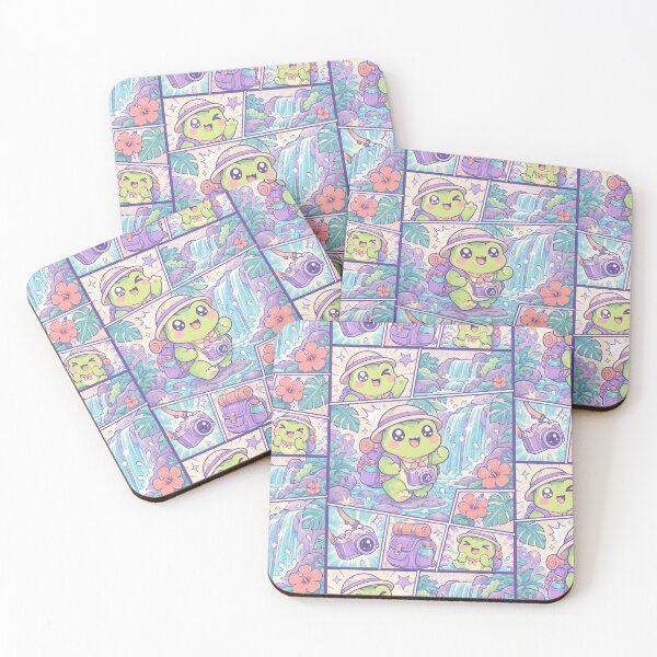Item preview, Kawaii Tropical Waterfall Frog Comic Panel designed and sold by Magmashup.