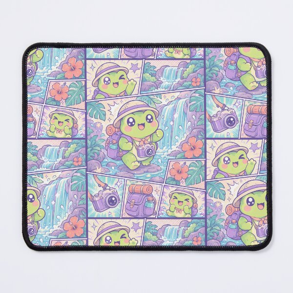 Item preview, Kawaii Tropical Waterfall Frog Comic Panel designed and sold by Magmashup.