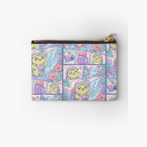 Item preview, Kawaii Tropical Waterfall Frog Comic Panel designed and sold by Gift Phrase Studio.