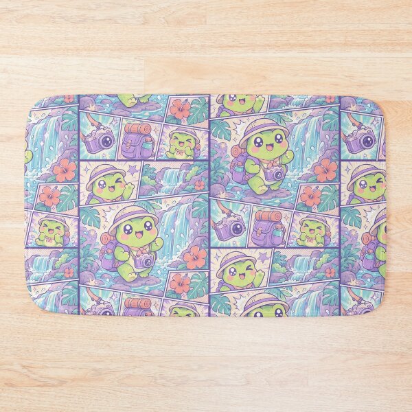 Item preview, Kawaii Tropical Waterfall Frog Comic Panel designed and sold by Magmashup.