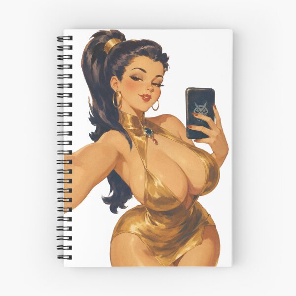 Item preview, Golden Selfie Pin-Up | Original Retro Glamour Illustration designed and sold by Cosplayvintage.