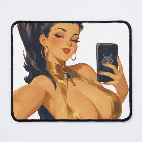 Item preview, Golden Selfie Pin-Up | Original Retro Glamour Illustration designed and sold by Cosplayvintage.