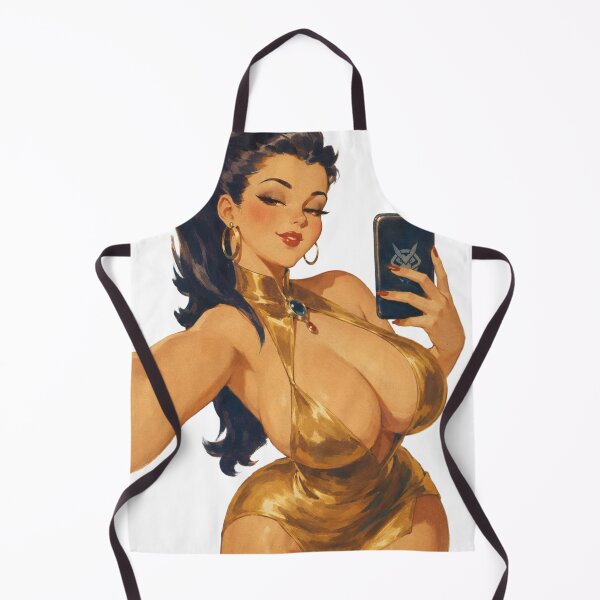 Aperçu de l'œuvre Pin-up selfie dorée | Illustration glamour rétro originale créée et vendue par Cosplayvintage.