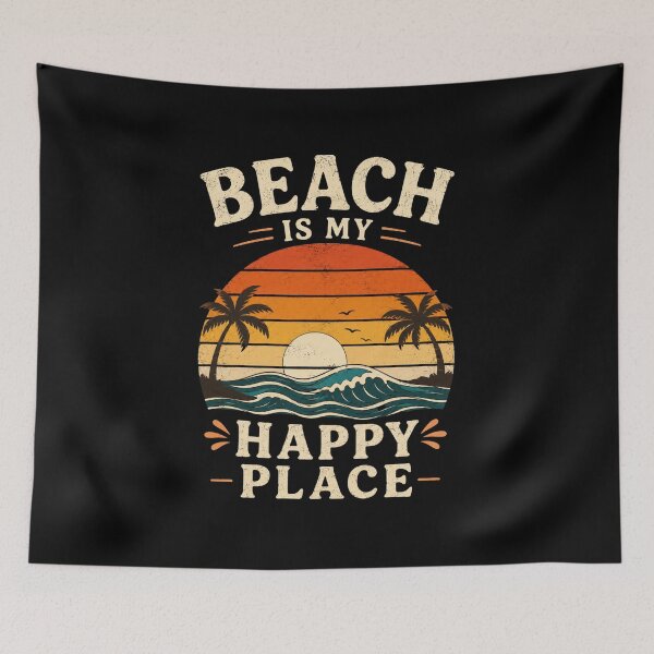 Item preview, La playa es mi lugar feliz. Diseño retro de playa veraniega. designed and sold by AMICO77.