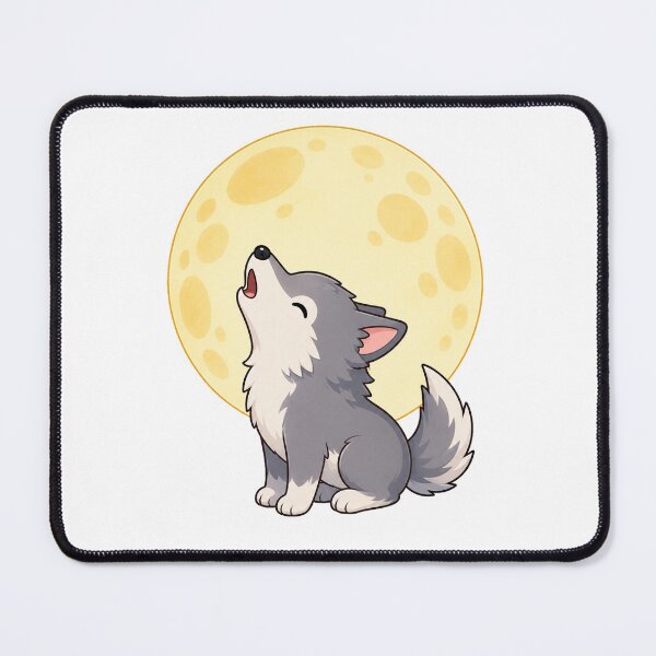 Item preview, Cute Wolf Howling at the Moon Kawaii Cartoon Night Design designed and sold by Seculinator.